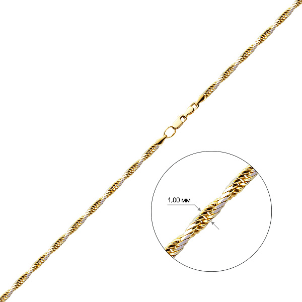 Цепочка Жгут из желтого золота с родированием (арт. ц3017705жр) – изображение 2