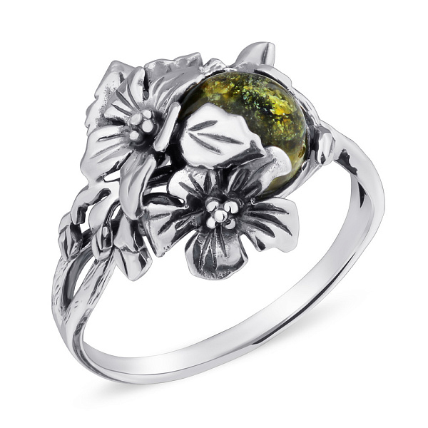 Кольцо из серебра «Цветы» с змеевиком (арт. 7901/2150181Зк) – изображение 1