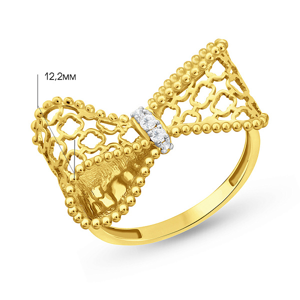 Золотое кольцо Бантик Francelli с бриллиантами (арт. К141351010ж) – изображение 5