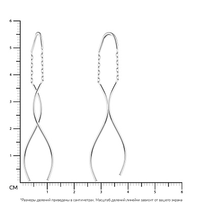 Сережки-протяжки з білого золота (арт. 107120б)