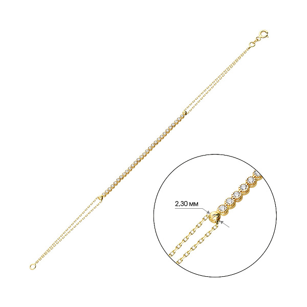 Браслет з жовтого золота з доріжкою фіанітів (арт. 321925ж) – зображення 5