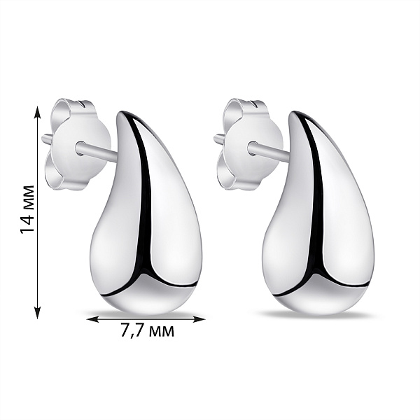 Серебряные сережки пусеты Капля без камней (арт. 7518/7026/1) – изображение 2