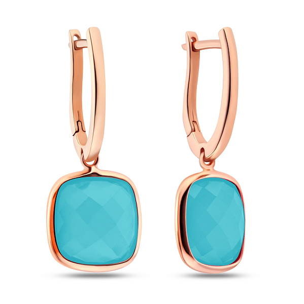 Золоті сережки з підвісками з кварцу (арт. 106322Пкгм) – зображення 1