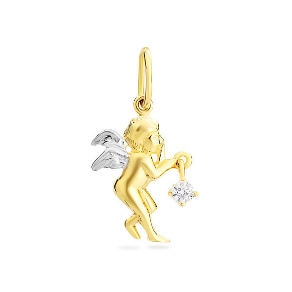 Подвес золотой "Ангел" с одним фианитом (арт. 421104ж) – изображение 1