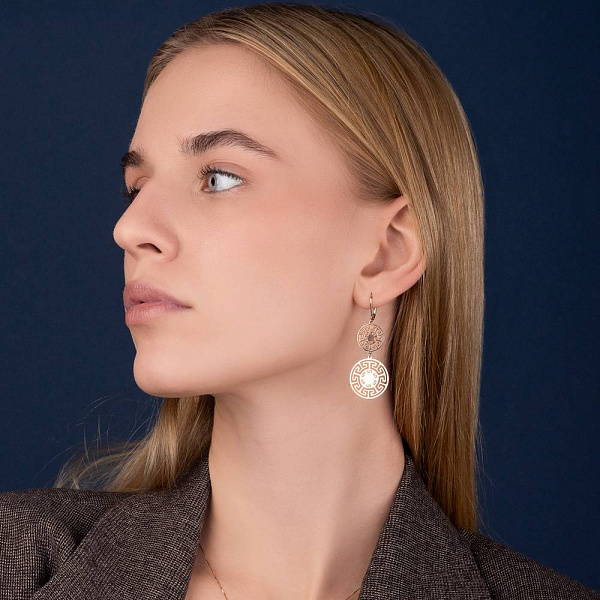 Золотые серьги-подвески Олимпия (арт. 109328) – изображение 2