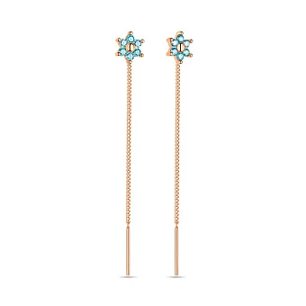 Дитячі сережки золоті з блакитними фіанітами (арт. 108703г)