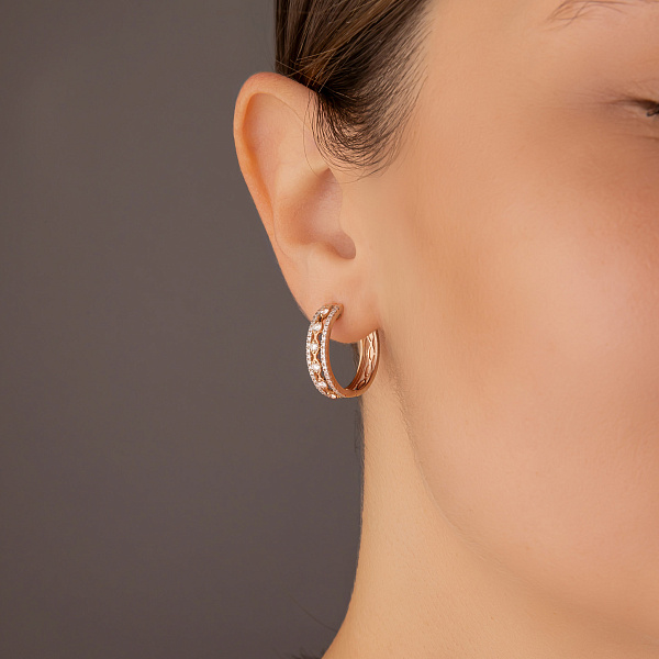 Золотые серьги-кольца с бриллиантами (арт. С011638060) – изображение 2