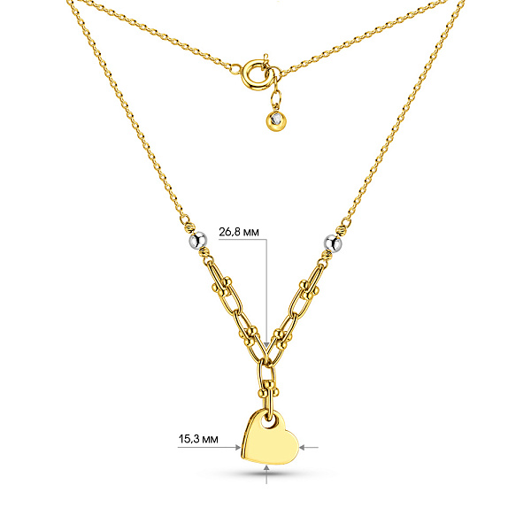 Кольє Сердечко з жовтого і білого золота (арт. 352445жб) – зображення 3
