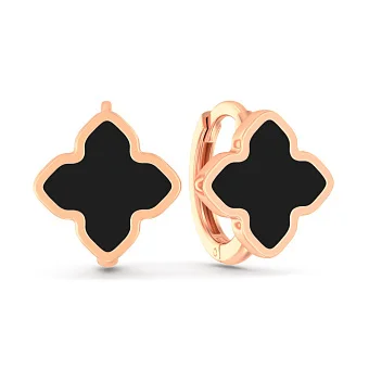 Серьги из красного золота с эмалью (арт. 1101187еч)