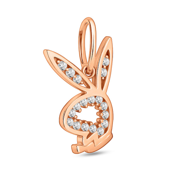 Золотий кулон Зайчик з фіанітами (арт. 421760) – зображення 1