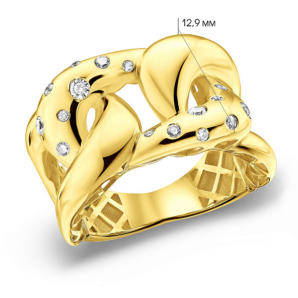 Золота каблучка Francelli з фіанітами (арт. 155812ж) – зображення 3