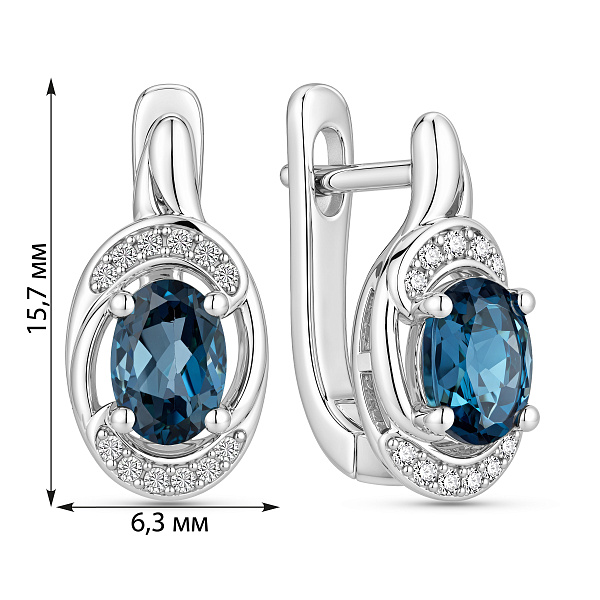 Серебряные серьги с топазом и фианитами (арт. 7502/10600Пл) – изображение 2