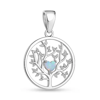 Серебряный кулон Дерево жизни с опалом (арт. 7503/4396Поб)