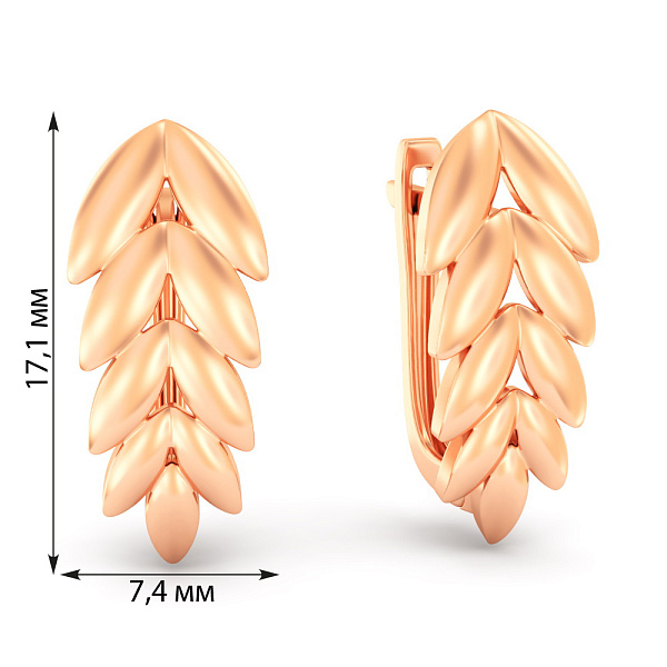 Сережки з червоного золота Колосок (арт. 111282) – зображення 6