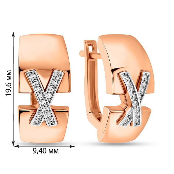 Сережки з червоного золота з фіанітами (арт. 105181) – зображення 2