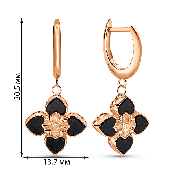 Золоті сережки з оніксом (арт. 1091613о) – зображення 5