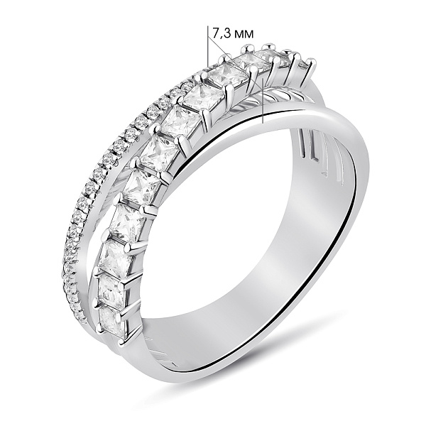Широкое серебряное кольцо с фианитами (арт. 7501/8247) – изображение 2