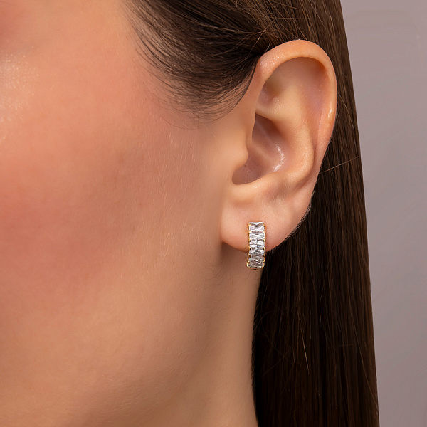 Сережки из желтого золота с фианитами (арт. 110293ж) – изображение 2