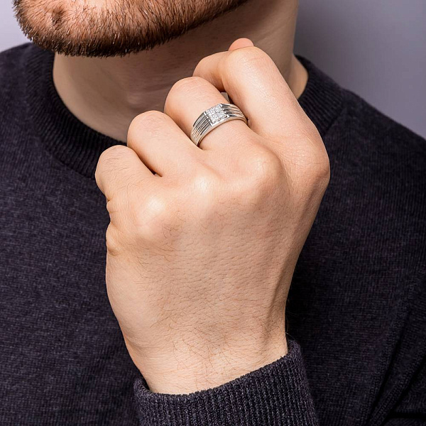 Золотая печатка с бриллиантами (арт. К341434040б) – изображение 3