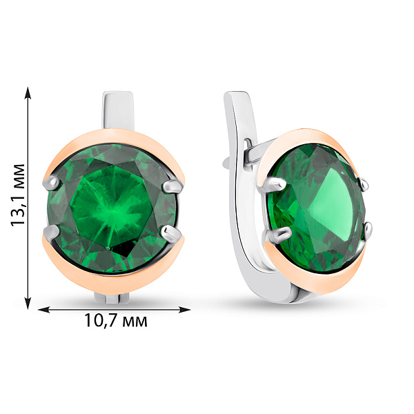 Срібні сережки зі смарагдом (арт. 7202/109Измсп) – зображення 2