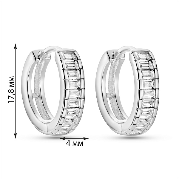 Серебряные серьги-кольца с фианитами (арт. 7502/9930/15) – изображение 2