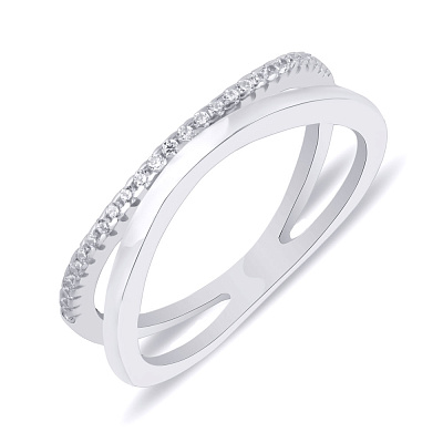 Серебряное двойное кольцо с фианитами (арт. 7501/6087)