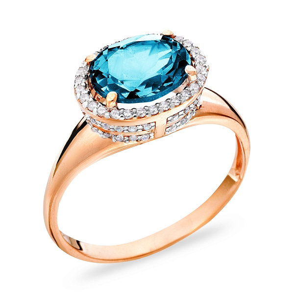 Золотое кольцо с топазом и фианитами (арт. 140470Птг) – изображение 1