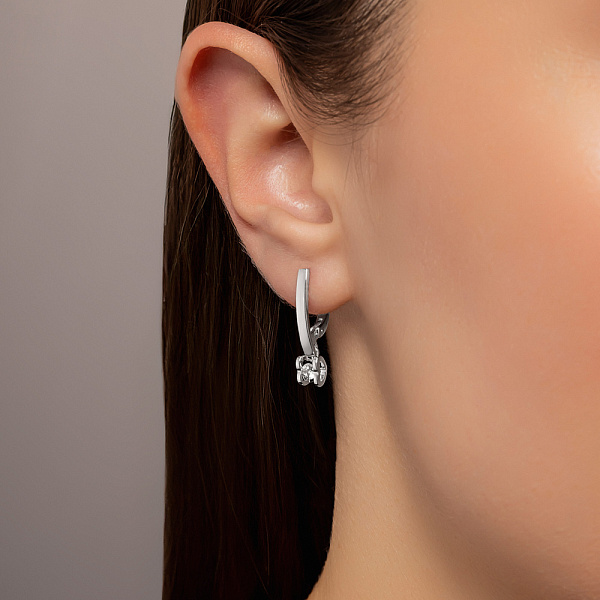 Сережки-підвіски з білого золота з діамантами (арт. 2108656202) – зображення 2