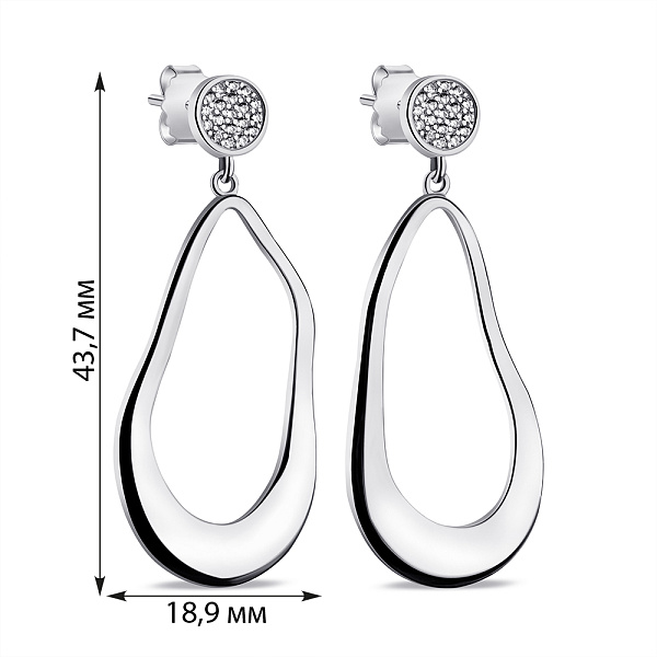 Серебряные серьги-пусеты с фианитами (арт. 7518/6685) – изображение 2