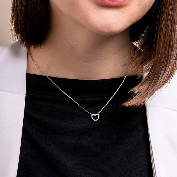 Золотой кулон Сердечко с бриллиантами (арт. П341469010б) – изображение 2