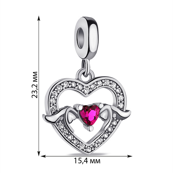 Срібний шарм з альпінітом і фіанітами (арт. 7903/4229амлн) – зображення 2