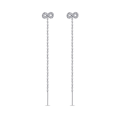 Срібні сережки-протяжки &quot;Нескінченність&quot; з фіанітами  (арт. 7502/4713)