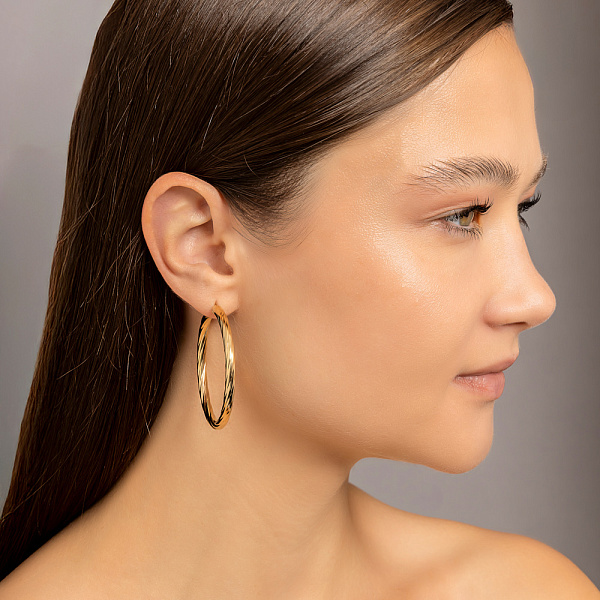 Серьги-кольца из желтого золота (арт. 100913/45ж) – изображение 4