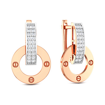 Серьги из красного золота с фианитами (арт. 111434)