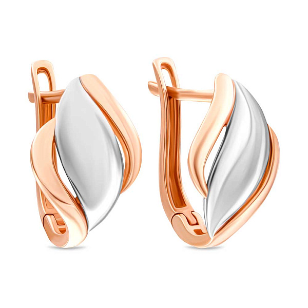 Сережки золоті в комбінованому кольорі металу (арт. 106717кб) – зображення 1