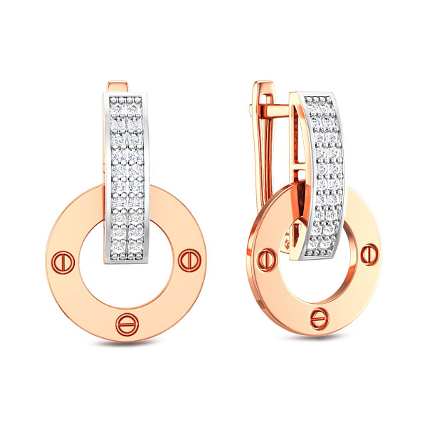 Серьги из красного золота с фианитами (арт. 111434) – изображение 1