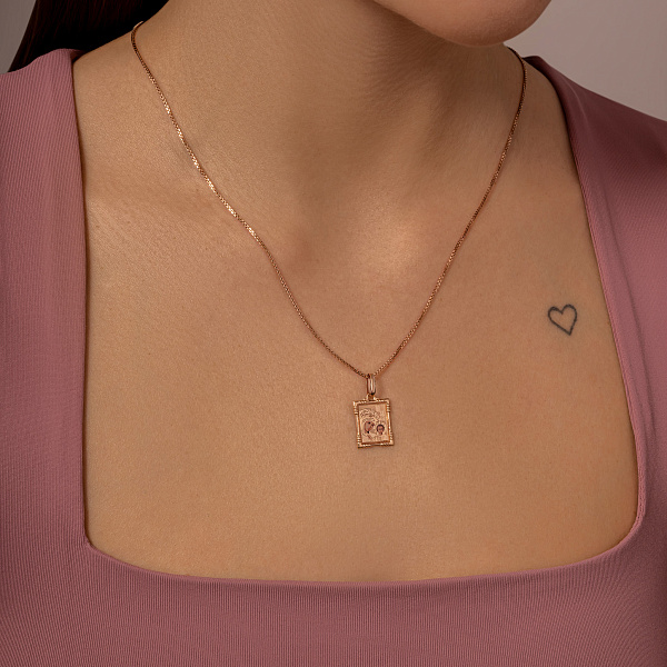 Ладанка из золота Божья Матерь с младенцем с эмалью (арт. 401000К) – изображение 2