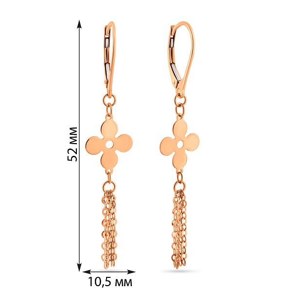Сережки з червоного золота з підвісками (арт. 1091208) – зображення 5