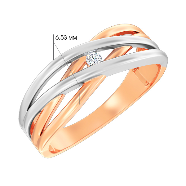 Золотое кольцо Синергия с белым фианитом (арт. 140769) – изображение 4