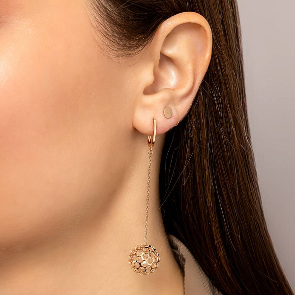 Сережки Шарики из красного золота (арт. 1101148) – изображение 2