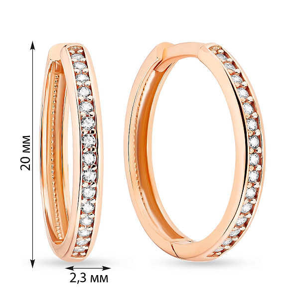 Сережки-кільця з золота з доріжкою з фіанітів (арт. 103746/20) – зображення 2