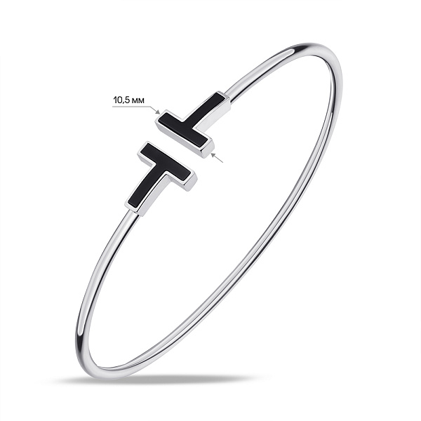 Серебряный жесткий браслет с ониксом (арт. 7509/3718/1о) – изображение 2