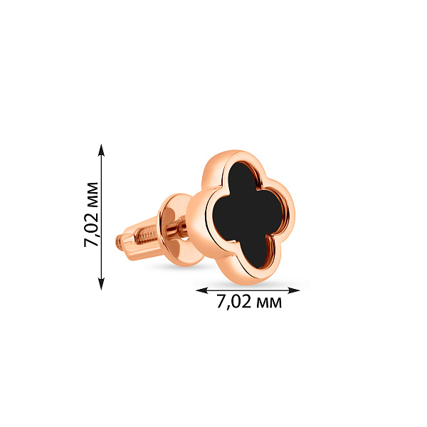 Моносерьга из красного золота с эмалью (арт. 111087/1чЯ) – изображение 2