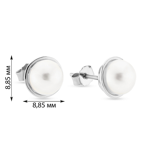 Золотые серьги пусеты с жемчугом (арт. 101773бпрлб) – изображение 3