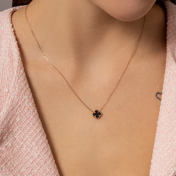 Золоте кольє Конюшина з оніксом (арт. 361496/8о) – зображення 3