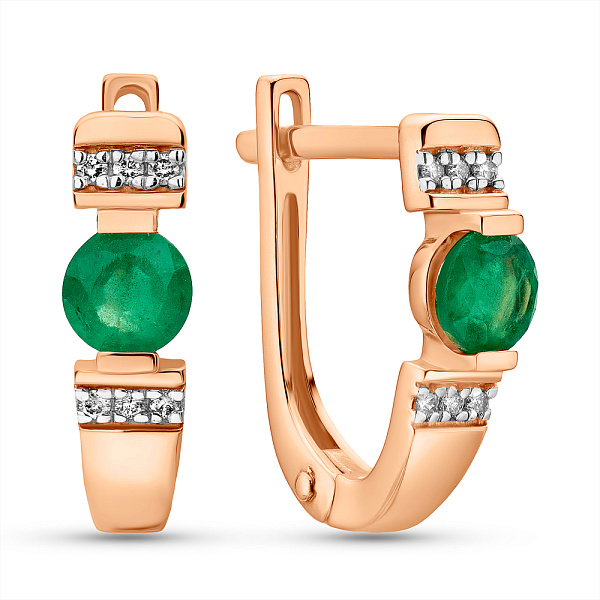 Сережки з золота зі смарагдом і діамантами  (арт. С011067и) – зображення 1
