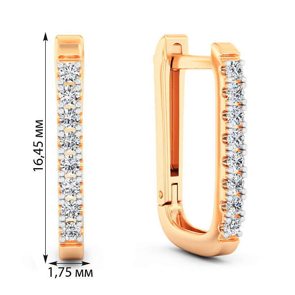 Золотые сережки с дорожкой из фианитов (арт. 110611) – изображение 3