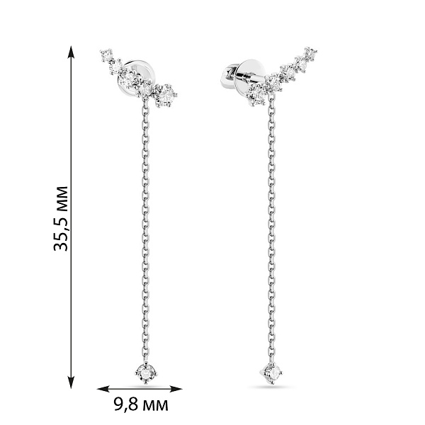 Длинные серьги из белого золота с бриллиантами (арт. Т011254020б) – изображение 4