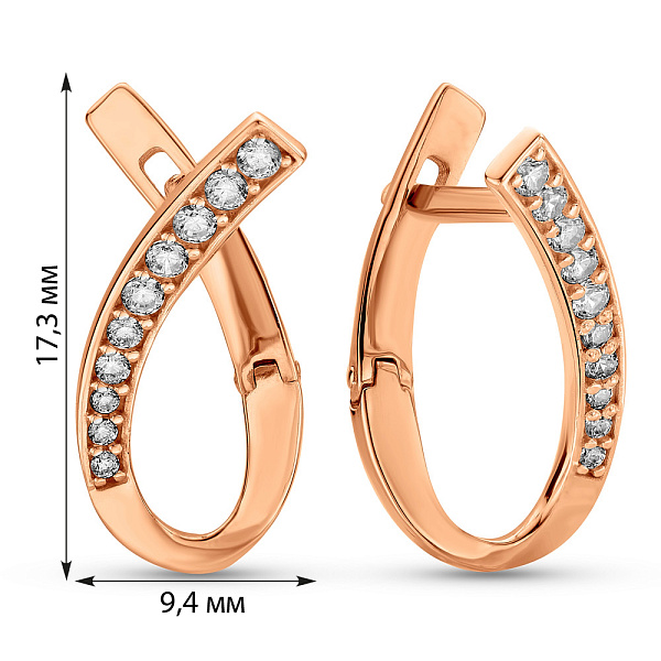 Серьги из красного золота с фианитами (арт. 2106476101) – изображение 2