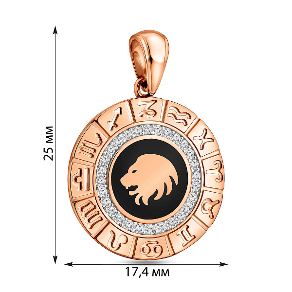 Золотой подвес "Лев" с фианитами и эмалью (арт. 440681ечл) – изображение 5